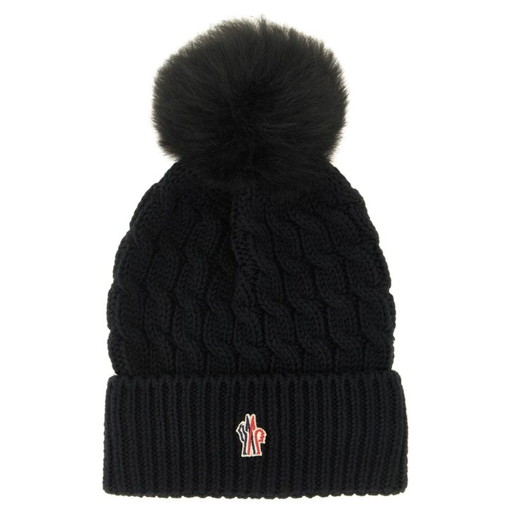 Moncler Grenoble Black Virgin Wool Women's Beanie